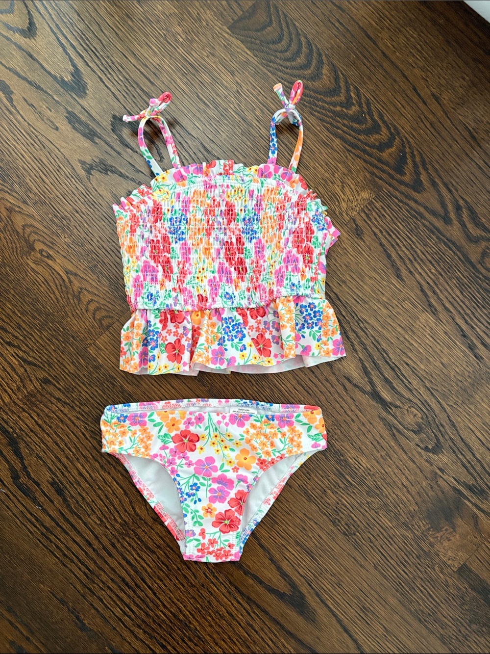 wonder nation Multicolor Floral Tankini- Pink, Orange, Green, Blue 2T